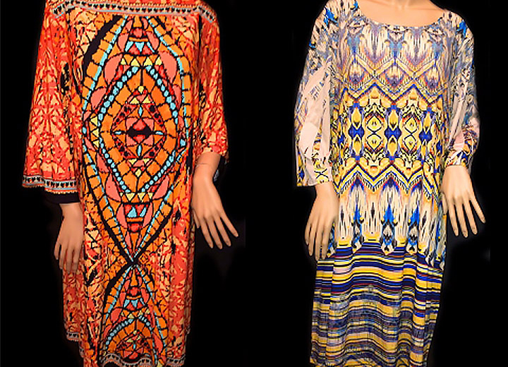 Four different pattern dresses